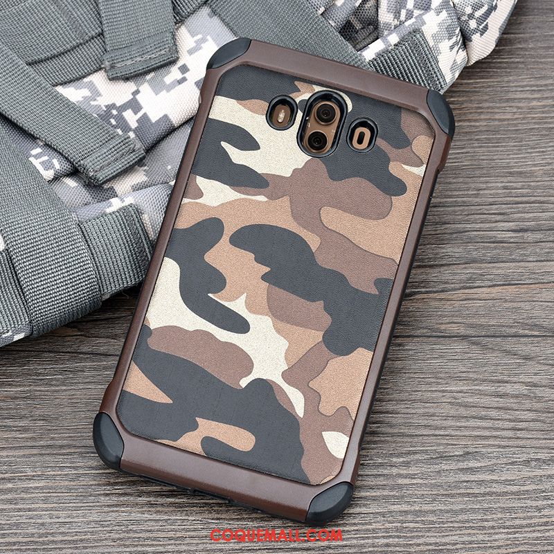 Étui Huawei Mate 10 Support Camouflage Protection, Coque Huawei Mate 10 Vert Anneau Braun Sandfarben