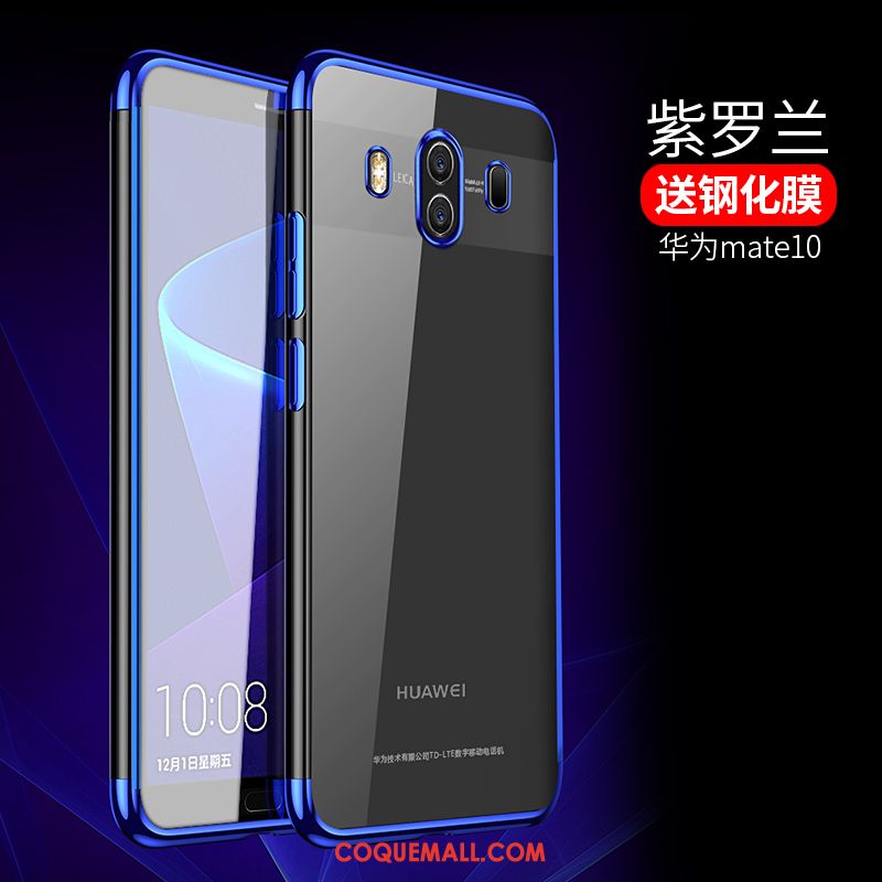 Étui Huawei Mate 10 Téléphone Portable Bleu Fluide Doux, Coque Huawei Mate 10 Tempérer Rouge