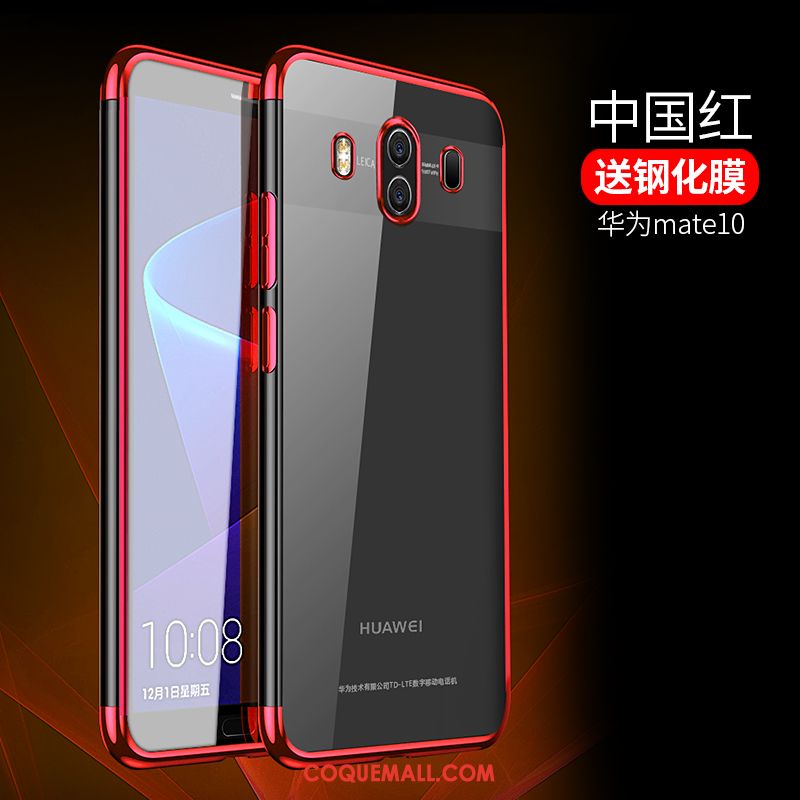 Étui Huawei Mate 10 Téléphone Portable Bleu Fluide Doux, Coque Huawei Mate 10 Tempérer Rouge