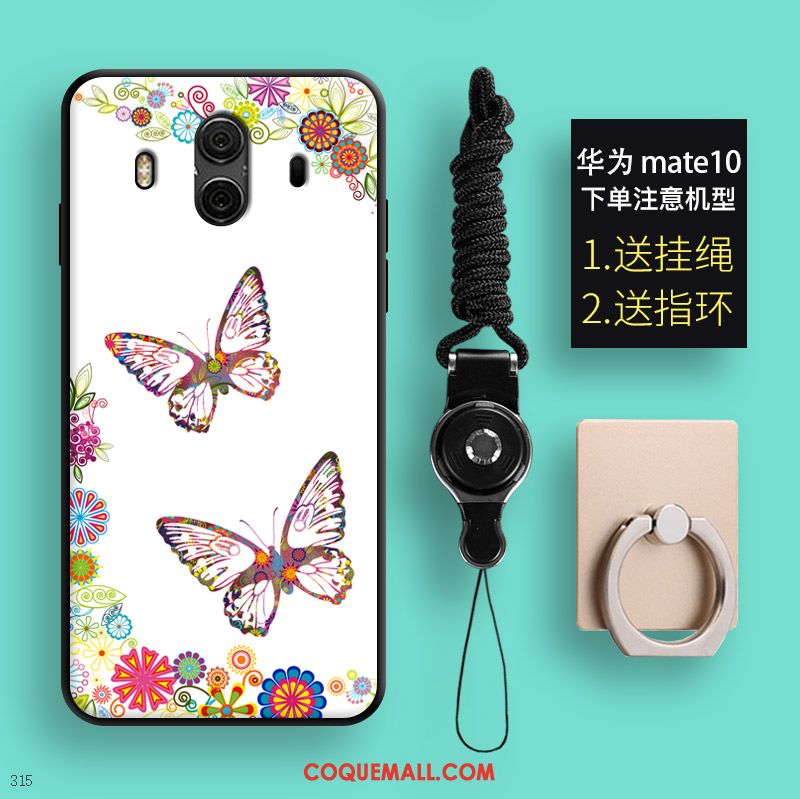 Étui Huawei Mate 10 Téléphone Portable Cou Suspendu Fluide Doux, Coque Huawei Mate 10 Peinture Vert