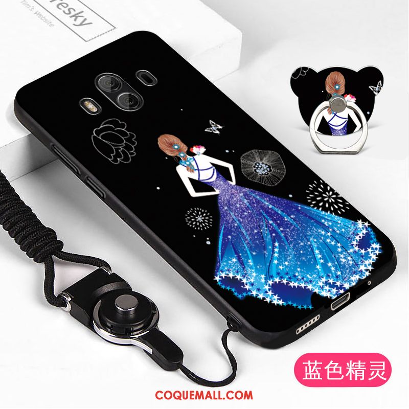 Étui Huawei Mate 10 Téléphone Portable Ornements Suspendus Fluide Doux, Coque Huawei Mate 10 Incassable Noir