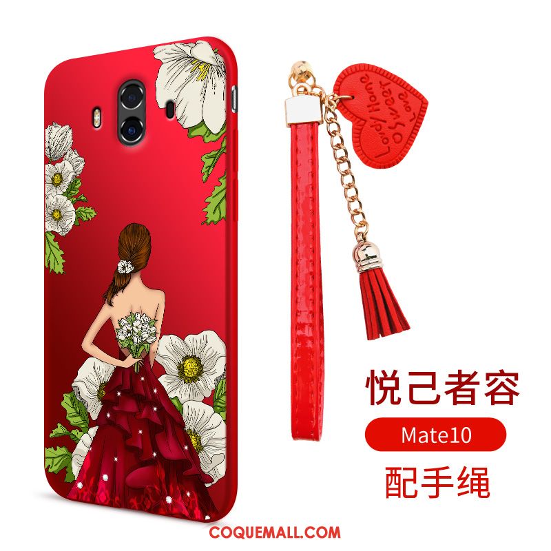 Étui Huawei Mate 10 Téléphone Portable Rouge Fluide Doux, Coque Huawei Mate 10