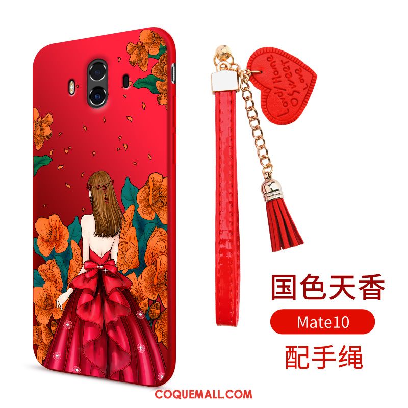 Étui Huawei Mate 10 Téléphone Portable Rouge Fluide Doux, Coque Huawei Mate 10