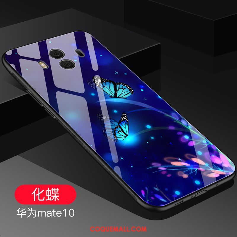 Étui Huawei Mate 10 Verre Fluide Doux Incassable, Coque Huawei Mate 10 Bleu Créatif