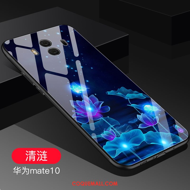 Étui Huawei Mate 10 Verre Fluide Doux Incassable, Coque Huawei Mate 10 Bleu Créatif