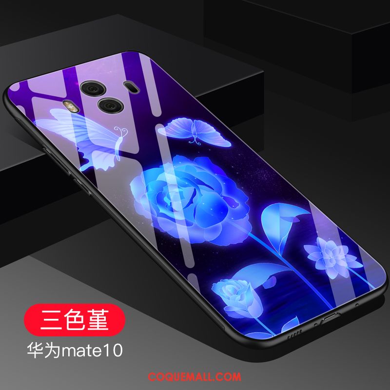 Étui Huawei Mate 10 Verre Fluide Doux Incassable, Coque Huawei Mate 10 Bleu Créatif