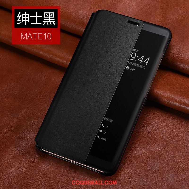 Étui Huawei Mate 10 Vintage Cuir Véritable Étui En Cuir, Coque Huawei Mate 10 Téléphone Portable Braun