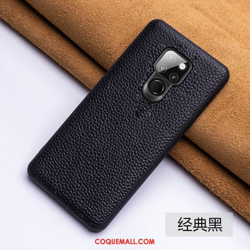 Étui Huawei Mate 20 Cuir Véritable Bleu Marin Tout Compris, Coque Huawei Mate 20 Personnalité Qualité