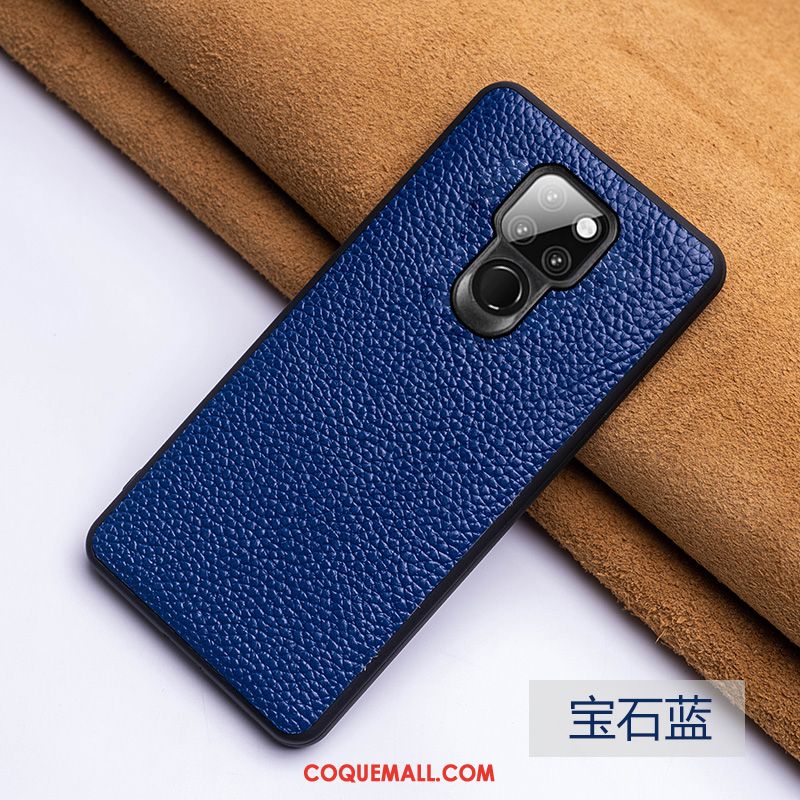 Étui Huawei Mate 20 Cuir Véritable Bleu Marin Tout Compris, Coque Huawei Mate 20 Personnalité Qualité