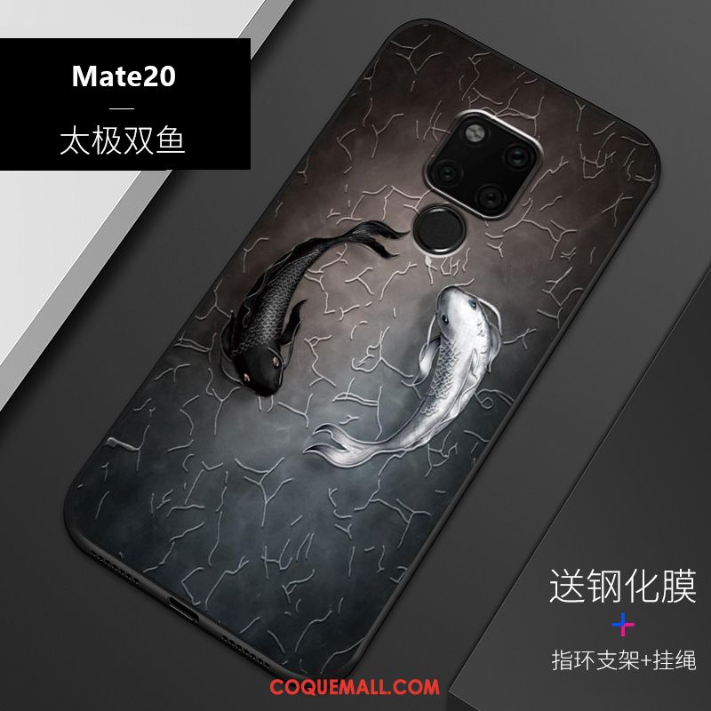 Étui Huawei Mate 20 Délavé En Daim Gaufrage Incassable, Coque Huawei Mate 20 Téléphone Portable Légère