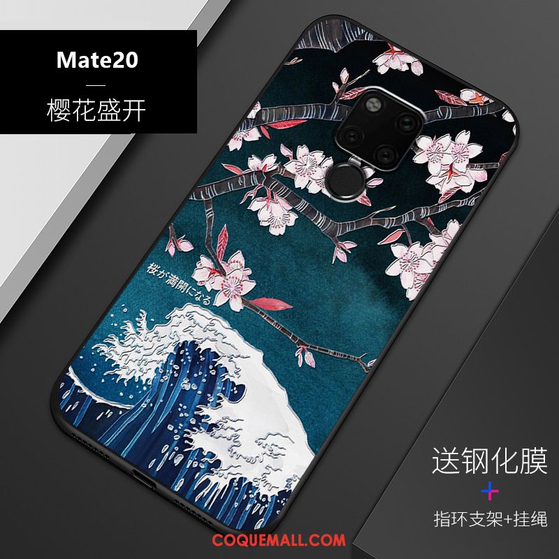 Étui Huawei Mate 20 Délavé En Daim Gaufrage Incassable, Coque Huawei Mate 20 Téléphone Portable Légère