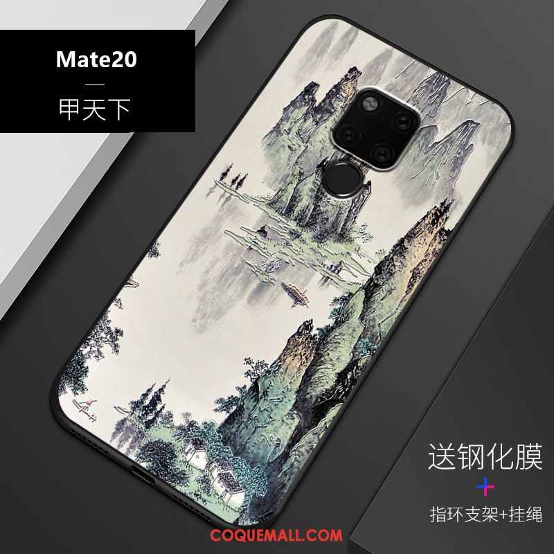 Étui Huawei Mate 20 Délavé En Daim Gaufrage Incassable, Coque Huawei Mate 20 Téléphone Portable Légère