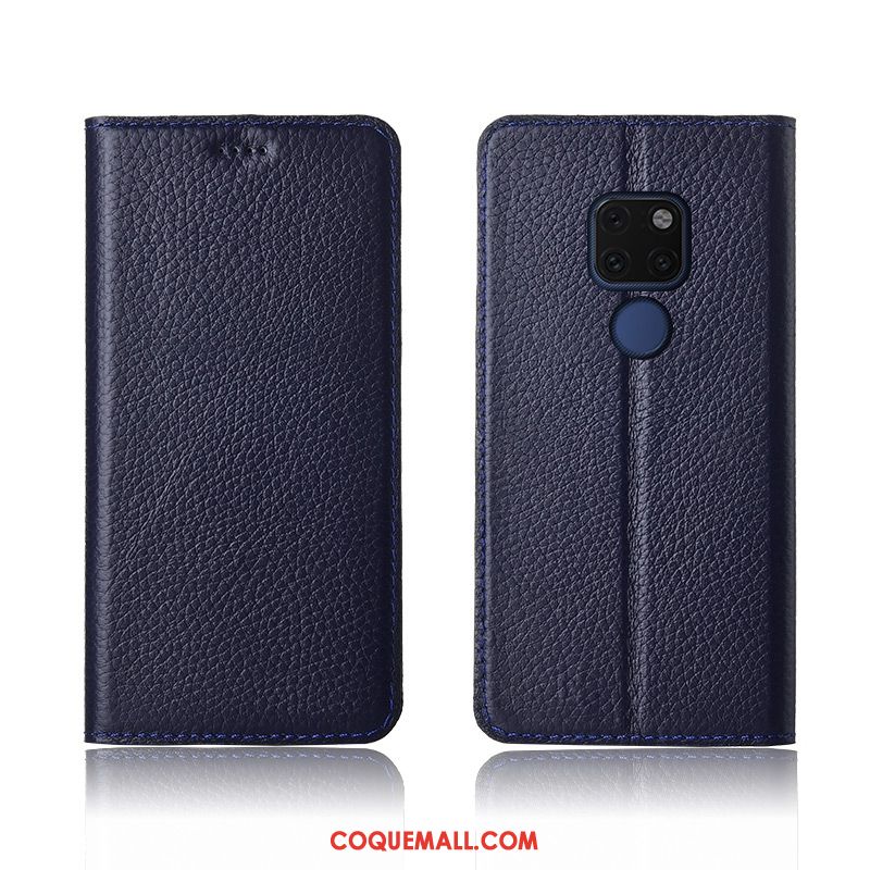 Étui Huawei Mate 20 Incassable Cuir Véritable Fluide Doux, Coque Huawei Mate 20 Noir Étui En Cuir Braun