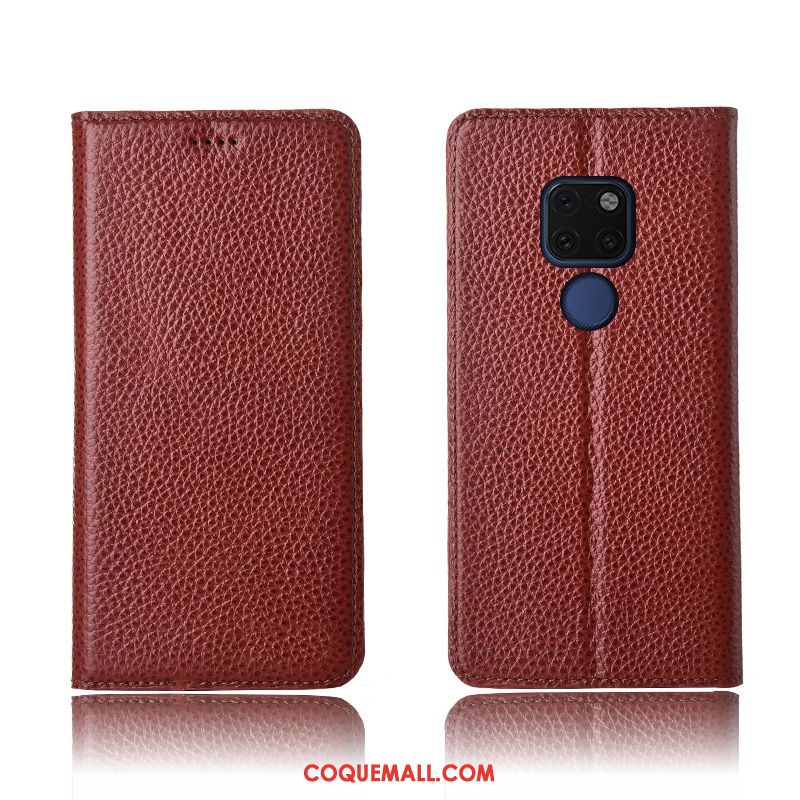 Étui Huawei Mate 20 Incassable Cuir Véritable Fluide Doux, Coque Huawei Mate 20 Noir Étui En Cuir Braun