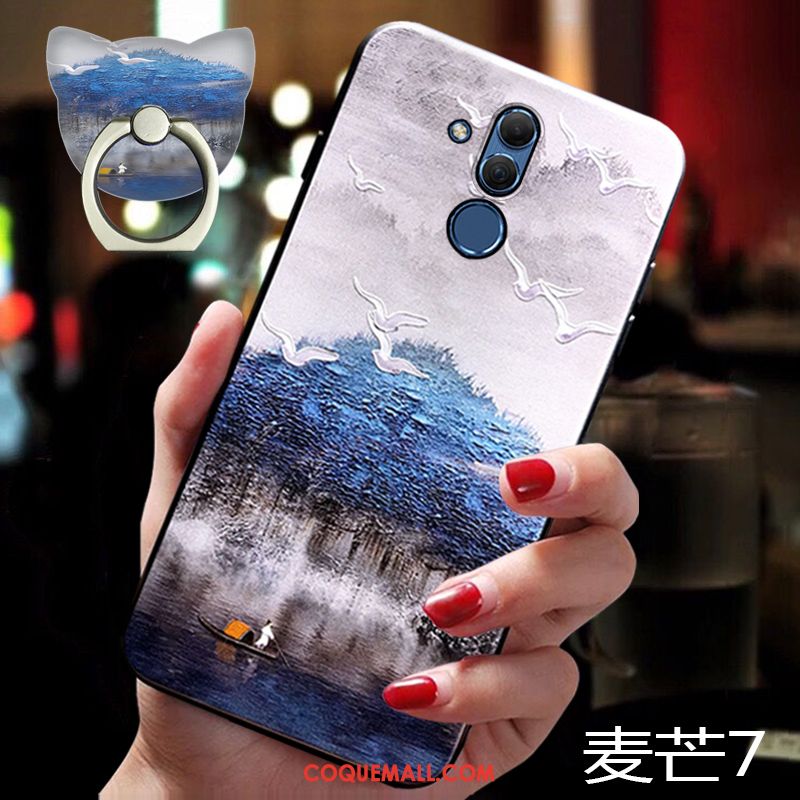 Étui Huawei Mate 20 Lite Bleu Tout Compris Incassable, Coque Huawei Mate 20 Lite Très Mince Ornements Suspendus