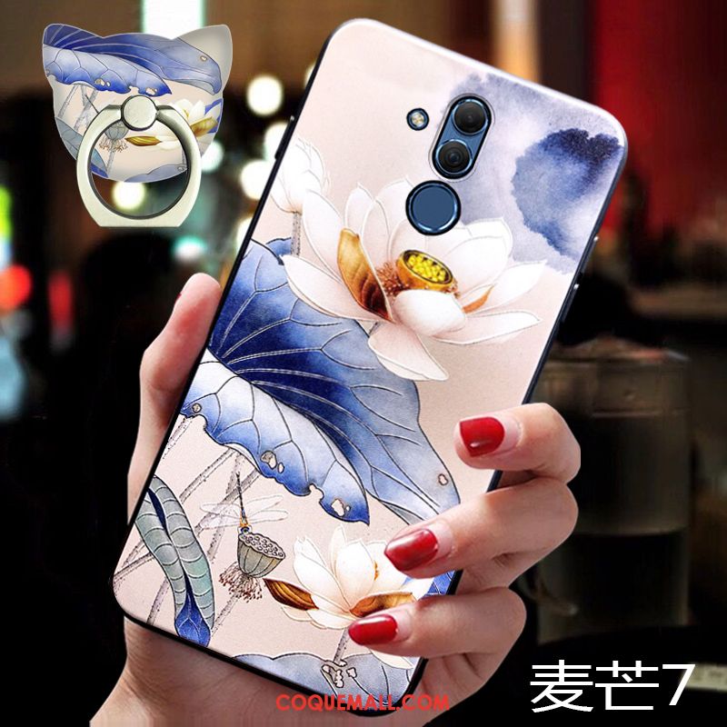 Étui Huawei Mate 20 Lite Bleu Tout Compris Incassable, Coque Huawei Mate 20 Lite Très Mince Ornements Suspendus