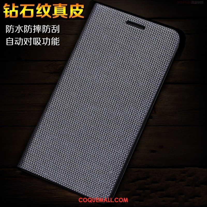 Étui Huawei Mate 20 Lite Cuir Véritable Fluide Doux Téléphone Portable, Coque Huawei Mate 20 Lite Modèle Fleurie Protection Braun