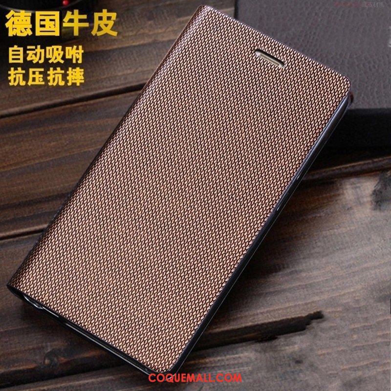 Étui Huawei Mate 20 Lite Cuir Véritable Fluide Doux Téléphone Portable, Coque Huawei Mate 20 Lite Modèle Fleurie Protection Braun