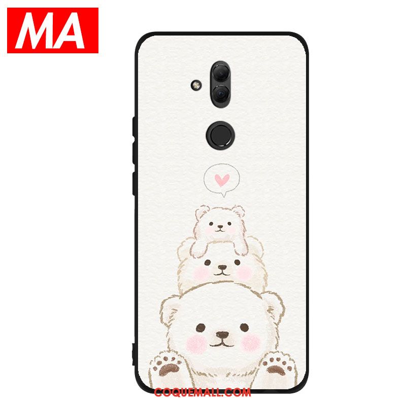 Étui Huawei Mate 20 Lite Fluide Doux Ours Petit, Coque Huawei Mate 20 Lite Mignonne Blanc