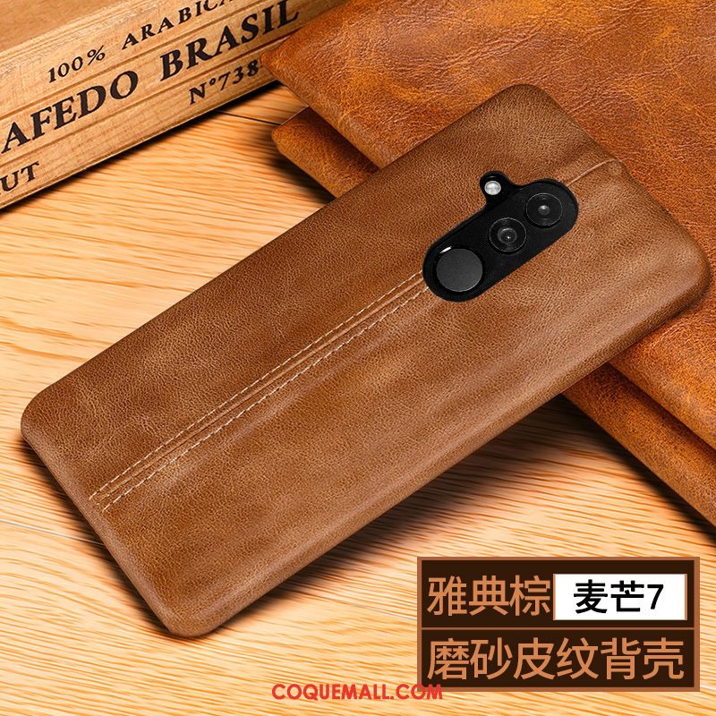 Étui Huawei Mate 20 Lite Téléphone Portable Incassable Business, Coque Huawei Mate 20 Lite Cuir Véritable Braun