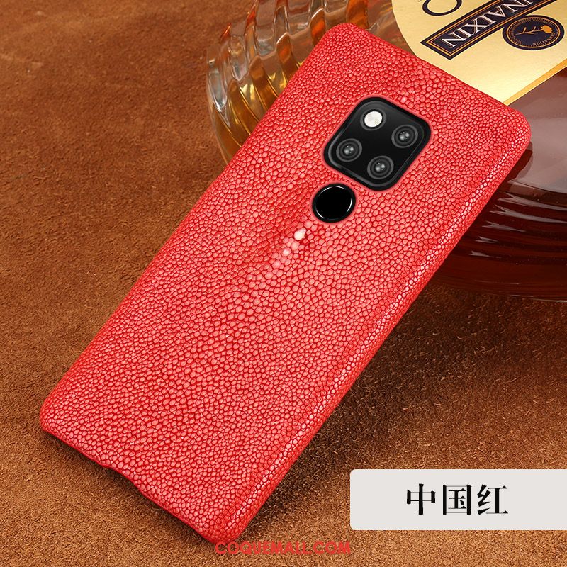 Étui Huawei Mate 20 Luxe Cuir Véritable Rouge, Coque Huawei Mate 20 Créatif Qualité
