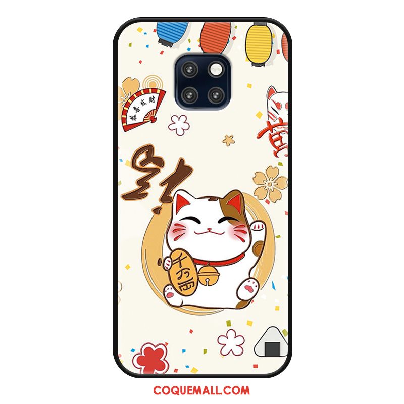 Étui Huawei Mate 20 Pro Charmant Dessin Animé Chat, Coque Huawei Mate 20 Pro Blanc Téléphone Portable