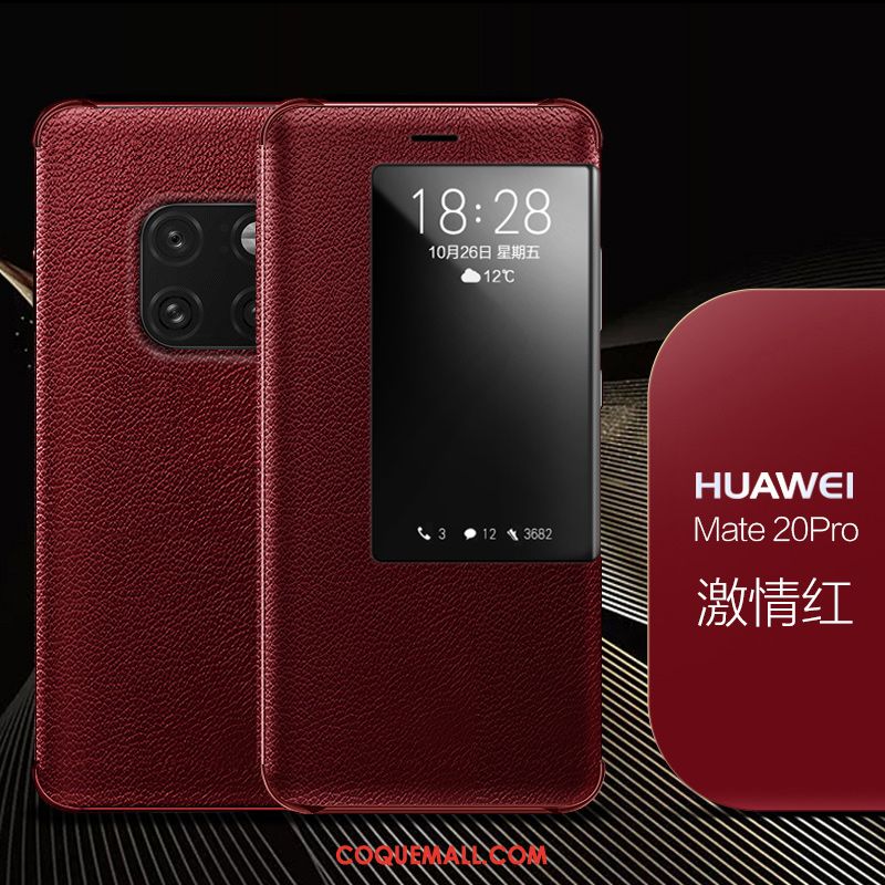 Étui Huawei Mate 20 Pro Cuir Véritable Protection Noir, Coque Huawei Mate 20 Pro Téléphone Portable Personnalité