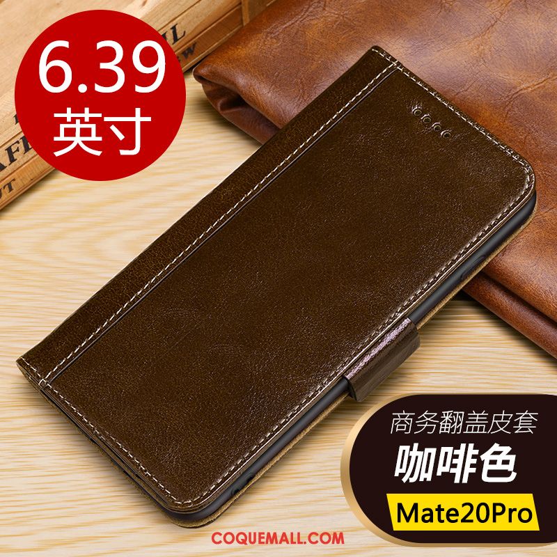 Étui Huawei Mate 20 Pro Cuir Véritable Tout Compris Protection, Coque Huawei Mate 20 Pro Carte Marron