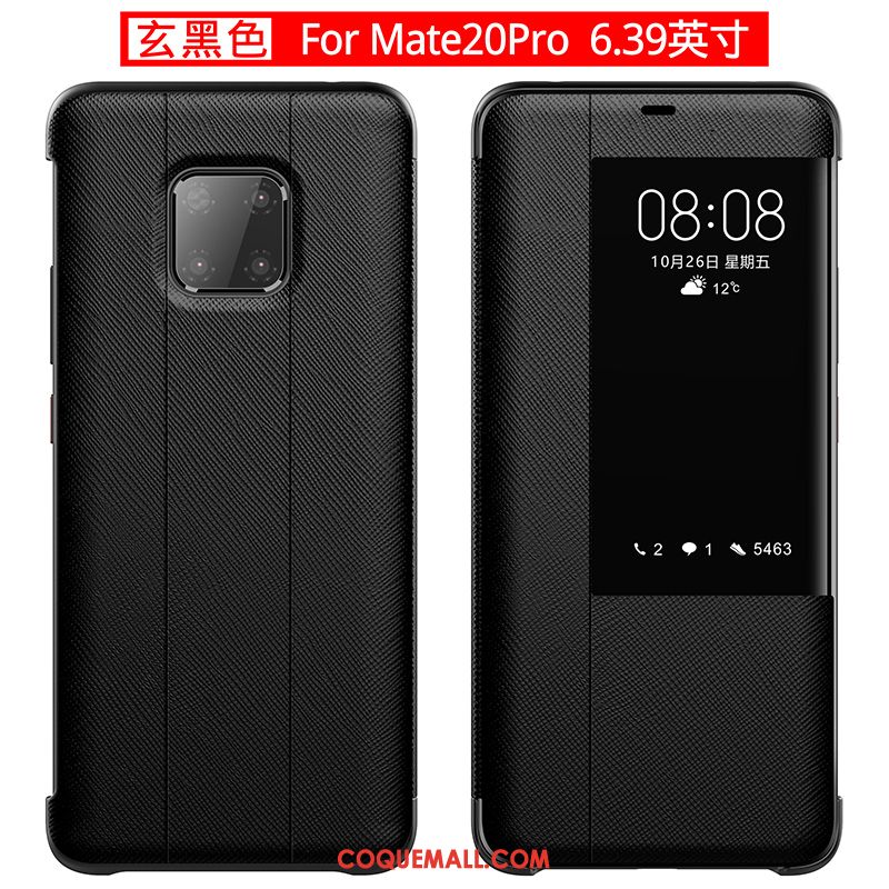 Étui Huawei Mate 20 Pro Incassable Cuir Véritable Business, Coque Huawei Mate 20 Pro Luxe Rouge