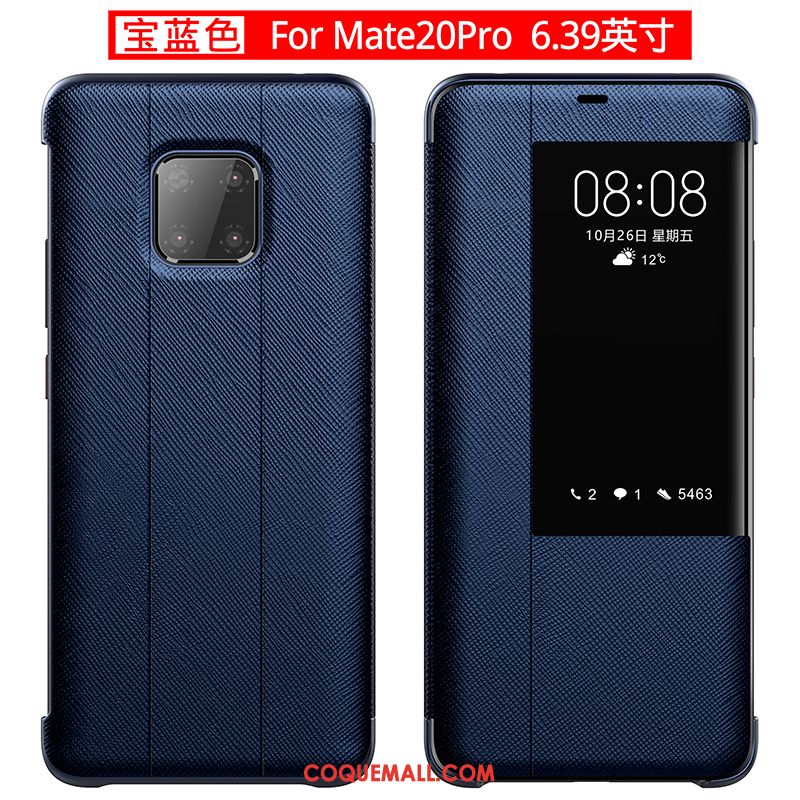 Étui Huawei Mate 20 Pro Incassable Cuir Véritable Business, Coque Huawei Mate 20 Pro Luxe Rouge