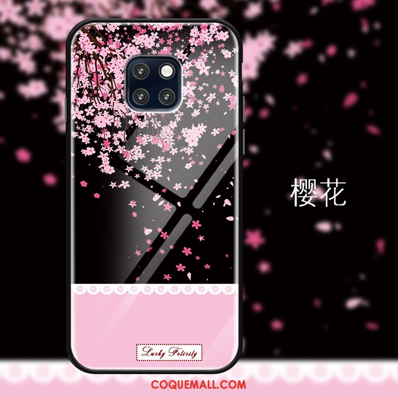 Étui Huawei Mate 20 Pro Rose Ornements Suspendus Protection, Coque Huawei Mate 20 Pro Bleu Marin Verre