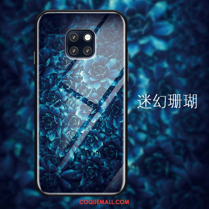 Étui Huawei Mate 20 Pro Rose Ornements Suspendus Protection, Coque Huawei Mate 20 Pro Bleu Marin Verre