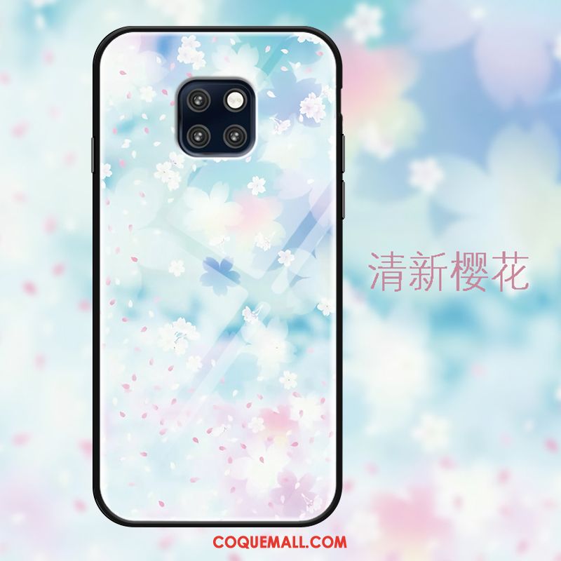 Étui Huawei Mate 20 Pro Rose Ornements Suspendus Protection, Coque Huawei Mate 20 Pro Bleu Marin Verre