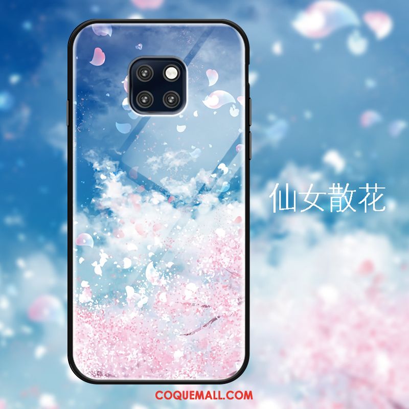 Étui Huawei Mate 20 Pro Rose Ornements Suspendus Protection, Coque Huawei Mate 20 Pro Bleu Marin Verre