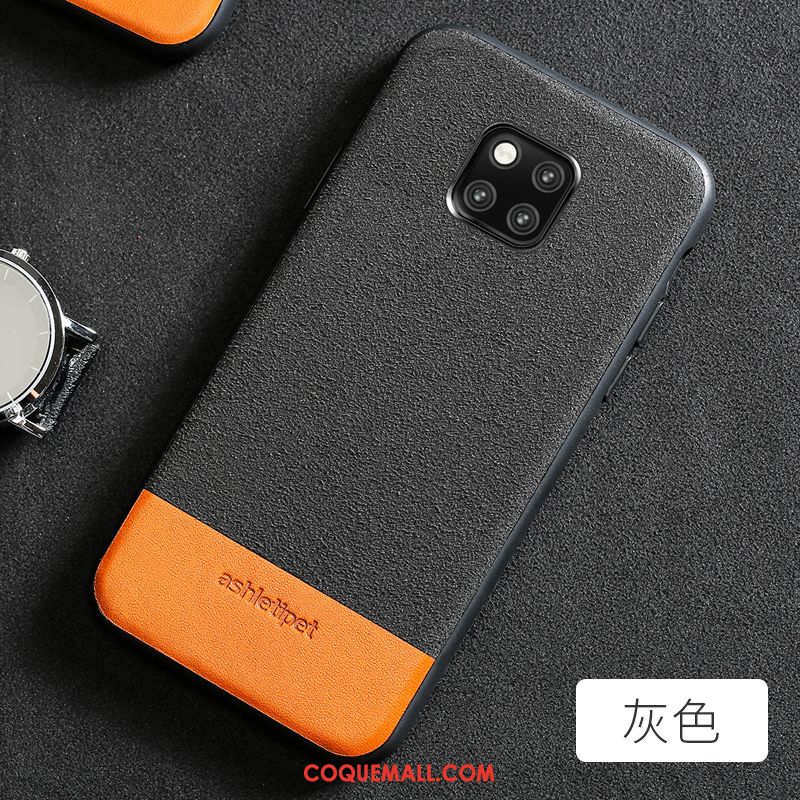 Étui Huawei Mate 20 Pro Simple Bleu Marin Cuir Véritable, Coque Huawei Mate 20 Pro Cuir Nouveau