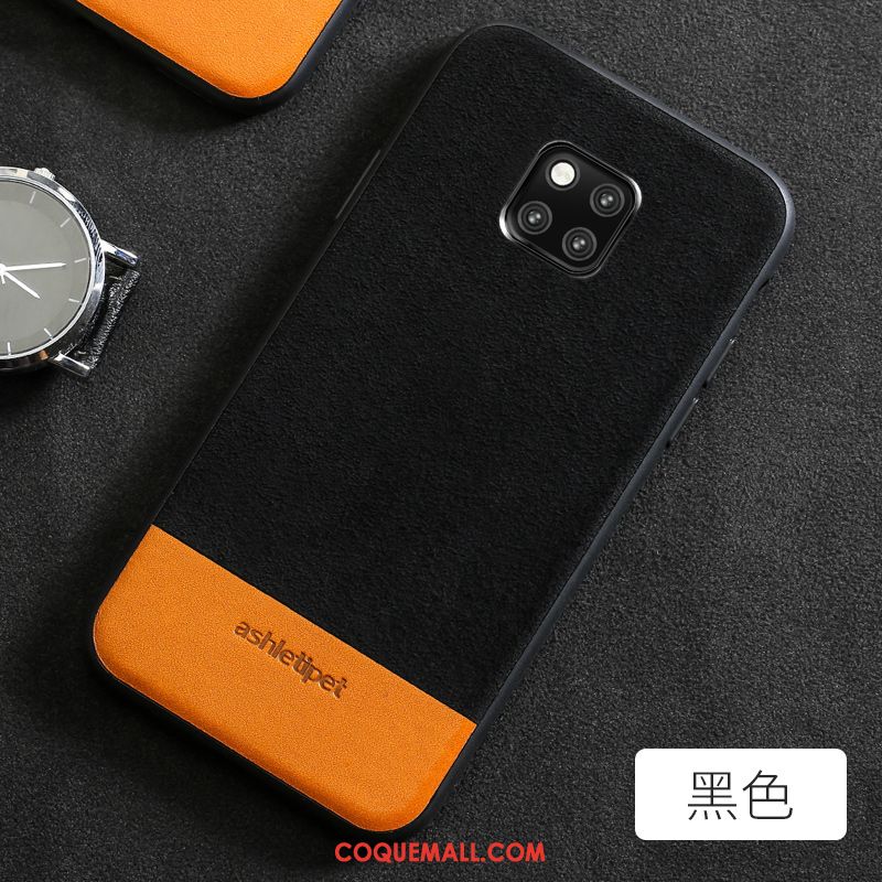 Étui Huawei Mate 20 Pro Simple Bleu Marin Cuir Véritable, Coque Huawei Mate 20 Pro Cuir Nouveau