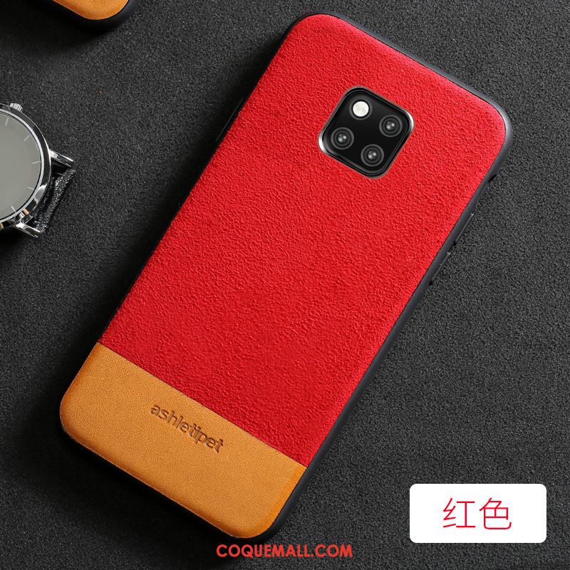 Étui Huawei Mate 20 Pro Simple Bleu Marin Cuir Véritable, Coque Huawei Mate 20 Pro Cuir Nouveau