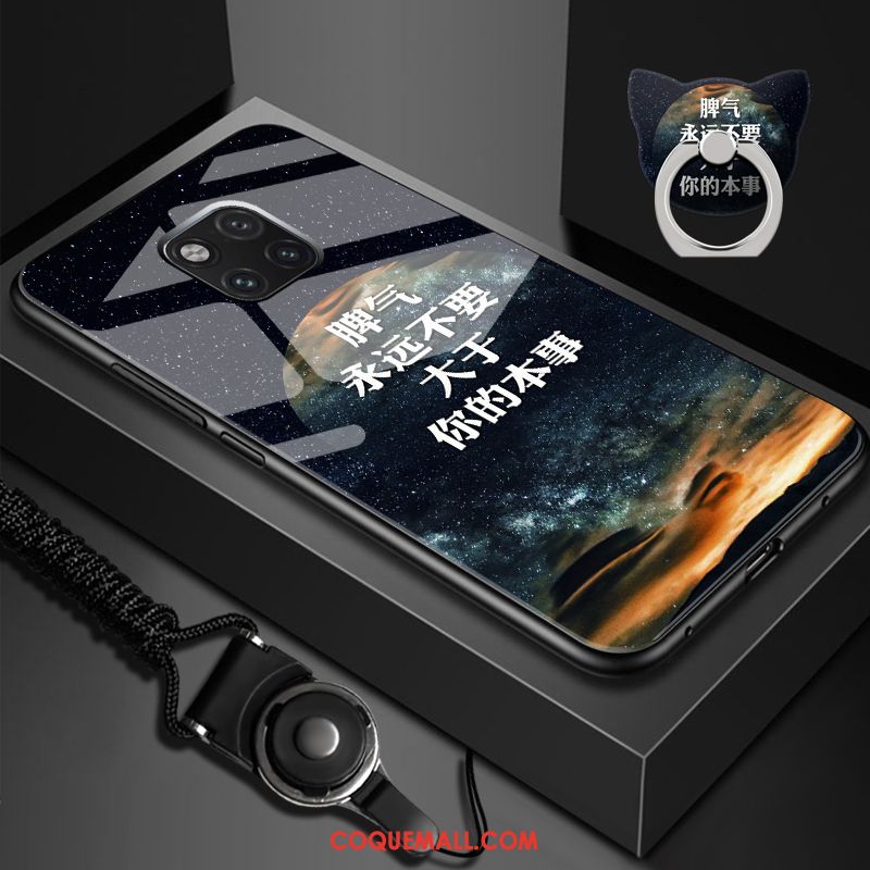 Étui Huawei Mate 20 Pro Téléphone Portable Verre Personnalité, Coque Huawei Mate 20 Pro Noir Nouveau