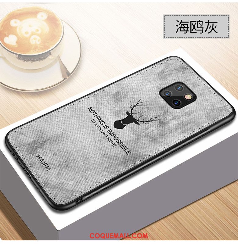 Étui Huawei Mate 20 Rs Protection Gris Tissu, Coque Huawei Mate 20 Rs Modèle Fleurie Téléphone Portable