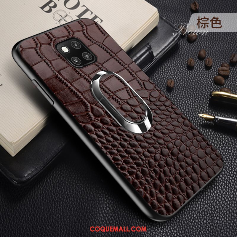 Étui Huawei Mate 20 Rs Support Tout Compris Cuir Véritable, Coque Huawei Mate 20 Rs Simple Nouveau Braun