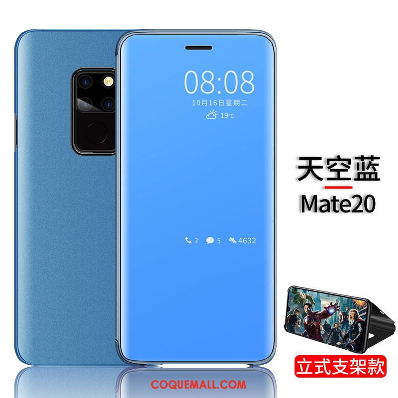 Étui Huawei Mate 20 Téléphone Portable Incassable Étui En Cuir, Coque Huawei Mate 20 Bleu Net Rouge