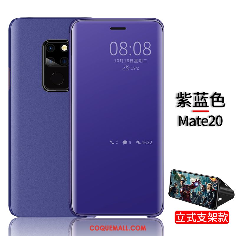 Étui Huawei Mate 20 Téléphone Portable Incassable Étui En Cuir, Coque Huawei Mate 20 Bleu Net Rouge