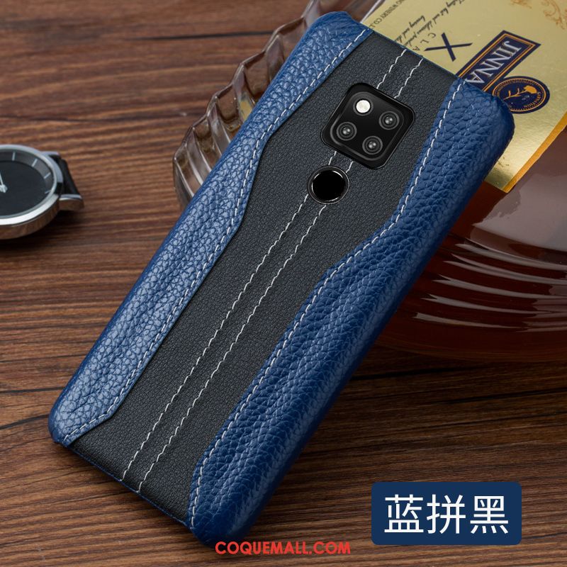 Étui Huawei Mate 20 Téléphone Portable Silicone Cuir Véritable, Coque Huawei Mate 20 Luxe Incassable