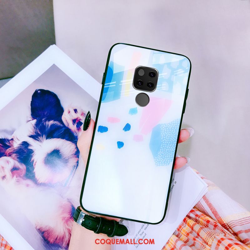 Étui Huawei Mate 20 Verre Téléphone Portable Incassable, Coque Huawei Mate 20 Personnalité Bleu