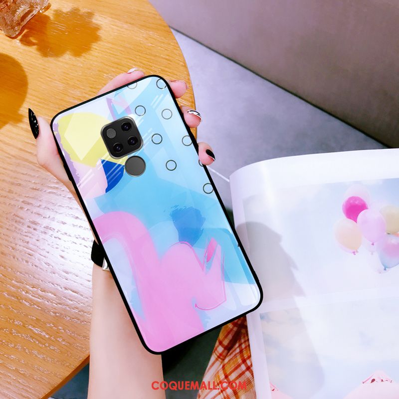 Étui Huawei Mate 20 Verre Téléphone Portable Incassable, Coque Huawei Mate 20 Personnalité Bleu