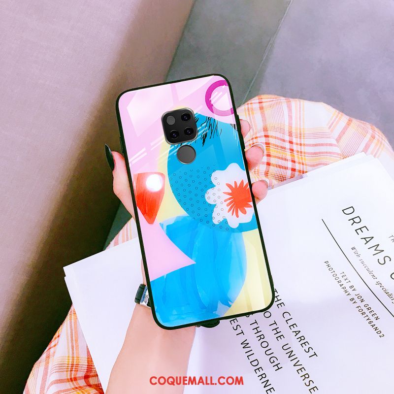 Étui Huawei Mate 20 Verre Téléphone Portable Incassable, Coque Huawei Mate 20 Personnalité Bleu