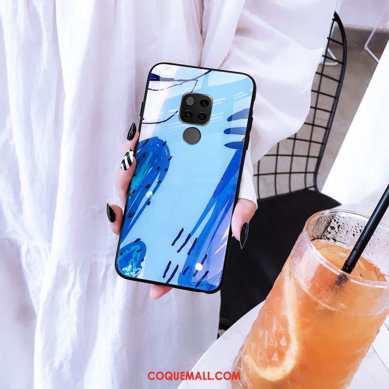 Étui Huawei Mate 20 Verre Téléphone Portable Incassable, Coque Huawei Mate 20 Personnalité Bleu