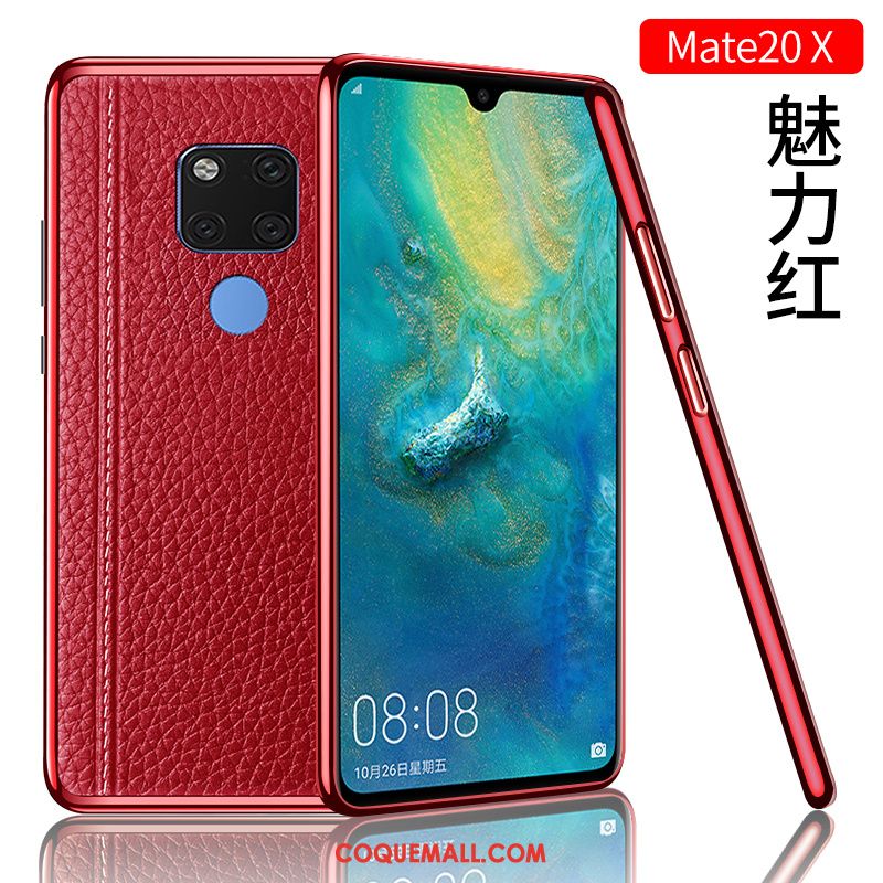 Étui Huawei Mate 20 X Cuir Véritable Personnalité Net Rouge, Coque Huawei Mate 20 X Incassable Créatif