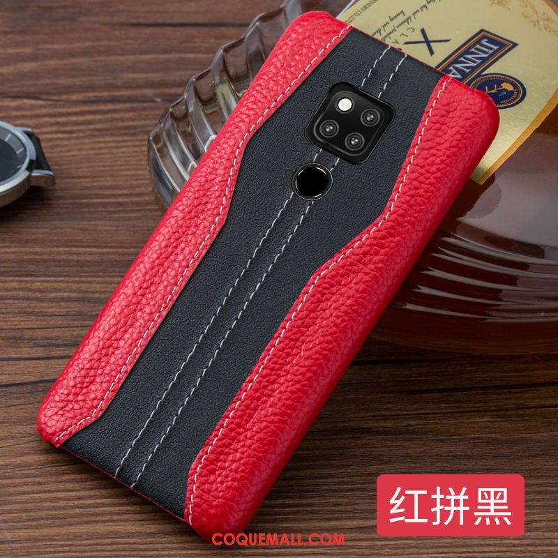 Étui Huawei Mate 20 X Cuir Véritable Protection Rouge, Coque Huawei Mate 20 X Incassable Étui En Cuir Braun