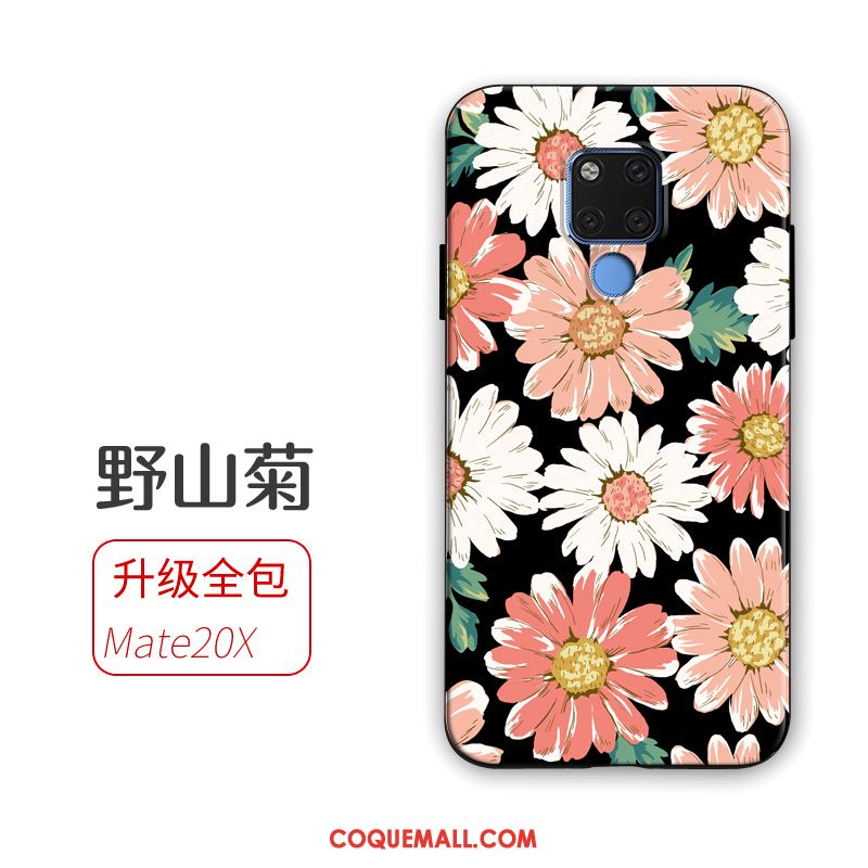 Étui Huawei Mate 20 X Fluide Doux Art Frais, Coque Huawei Mate 20 X Fleurs Téléphone Portable